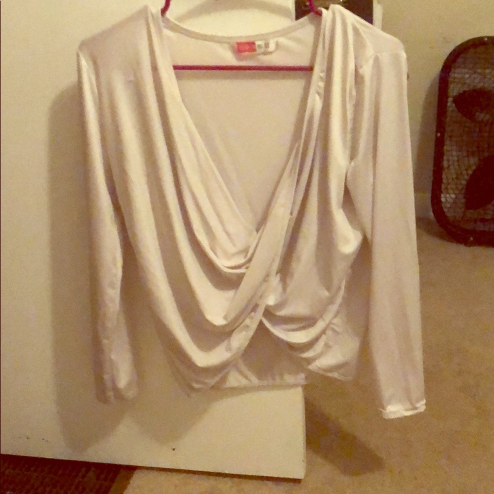 Low cut white blouse